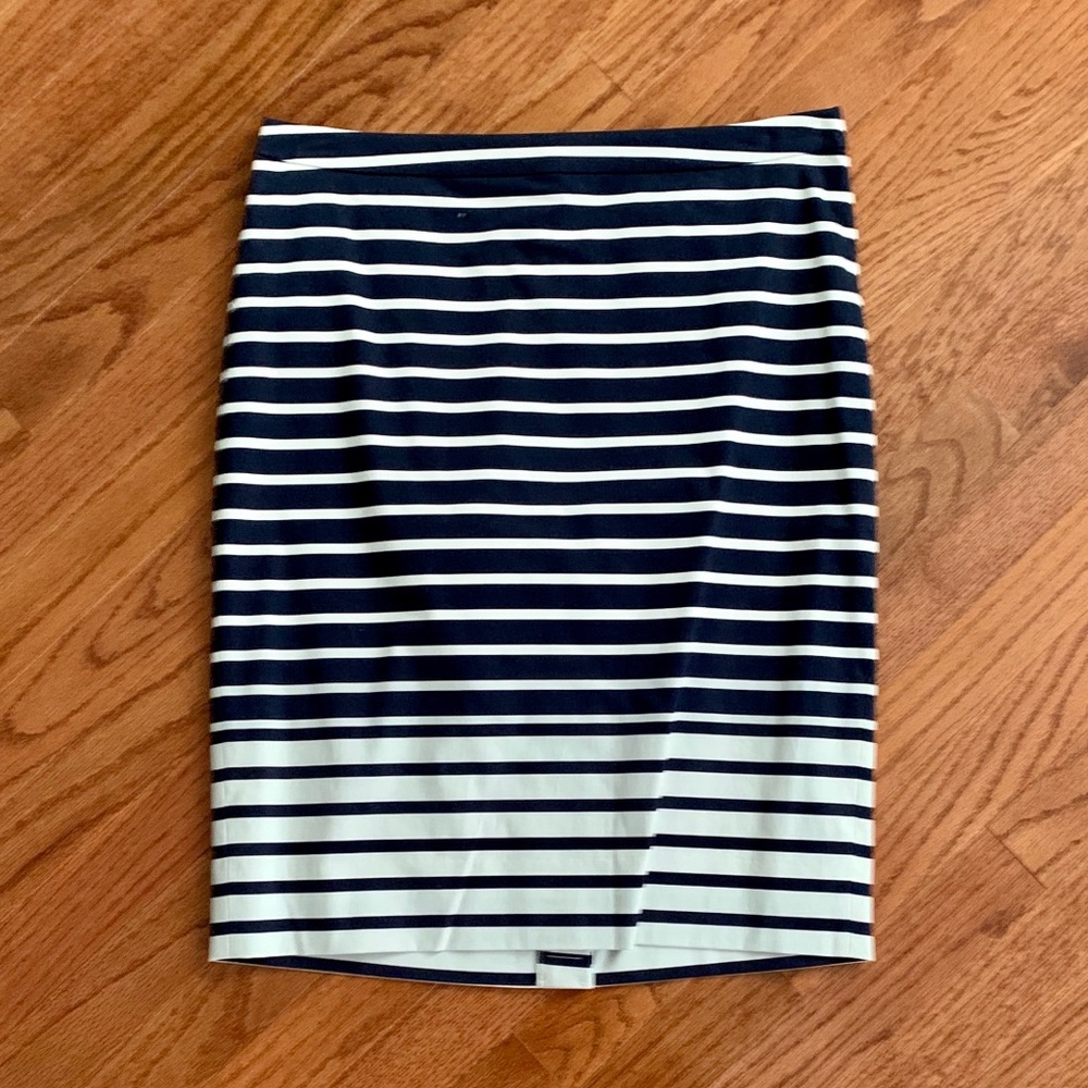 J. Crew - Navy & white stripe pencil skirt
